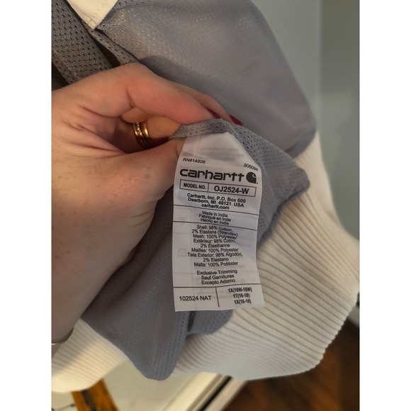 NWT Carhartt women 1X Cream Relaxed Rugged Flex Canvas Crawford bomber Jacket - Picture 9 of 9